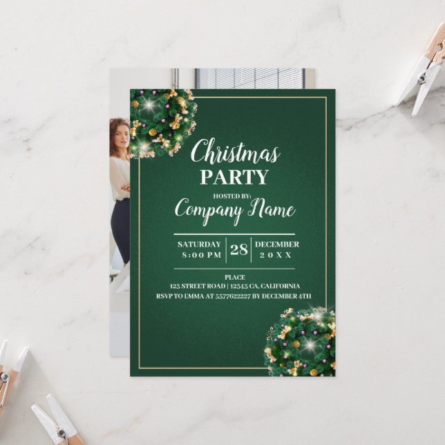 Elegantes Company Cocktail Weihnachts-Party Einladung (Vorderseite/Rückseite Beispiel)
