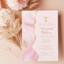 Elegantes Confirmation Cross Pink Gold Agate Party