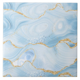 Elegantes Cooles Blue Agate mit Gold Glitzer Ribbo Fliese