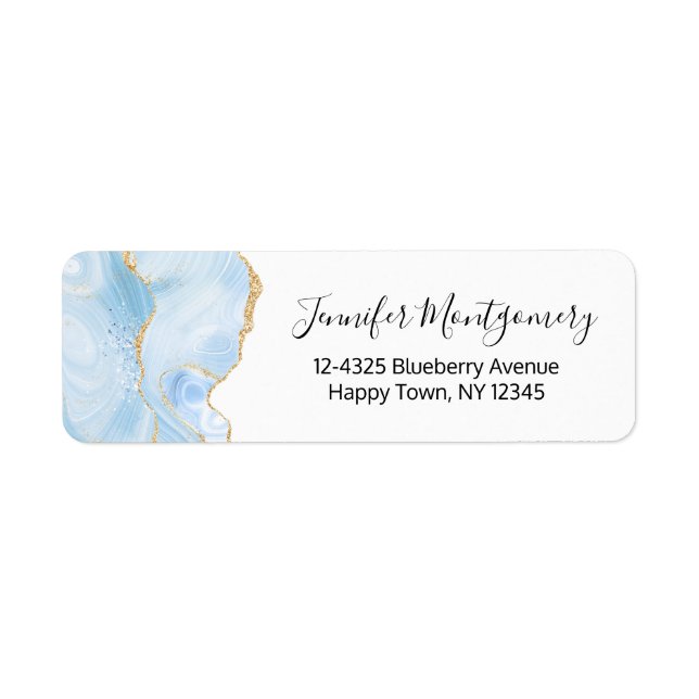 Elegantes Cooles Blue Agate und Gold Glitzer Ribbo (Vorne)