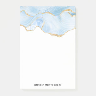 Elegantes Cooles Blue Agate und Gold Glitzer Ribbo Post-it Klebezettel