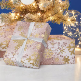 Elegantes Copper Gold Weihnachten Snowflake Muster Geschenkpapier