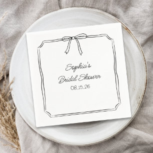 Elegantes Coquette Hand Drawn Bow Niedliches Braut Serviette