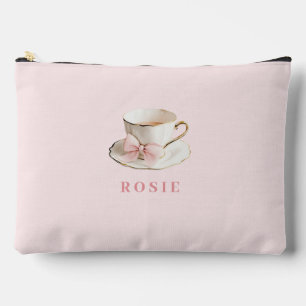 Elegantes Coquette Preppy Pink Teacup mit Bow Zubehörtasche