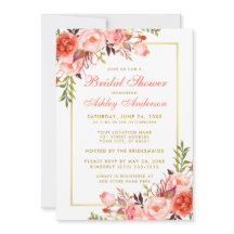 Elegantes Coral Floral Gold Brautparty