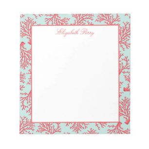 Elegantes Coral Pattern Notepad Notizblock