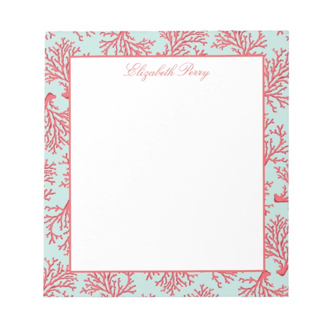 Elegantes Coral Pattern Notepad Notizblock (Vorderseite)