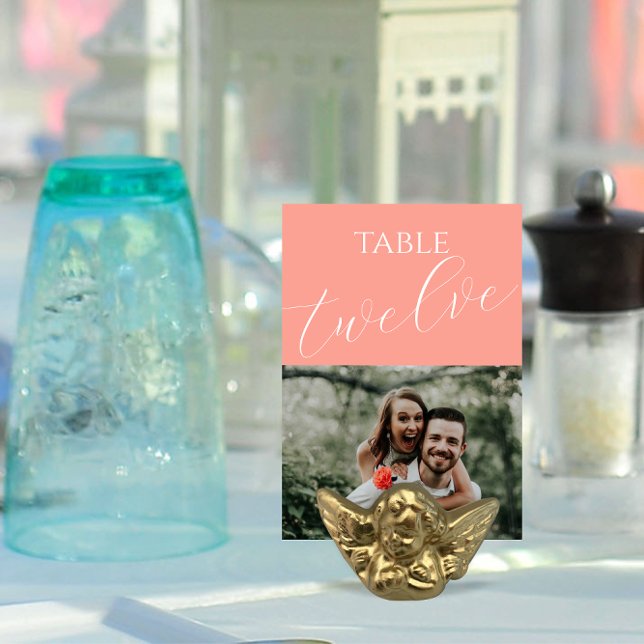 Elegantes Coral Pink-Hochzeitsstil-Foto Tischnummer (Von Creator hochgeladen)