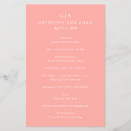 Elegantes Coral Pink Modernes Budget Hochzeitsprog Flyer
