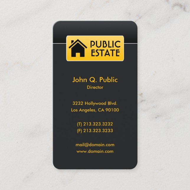 Elegantes Corporate Black Real Anwesen Visitenkarte (Vorderseite)