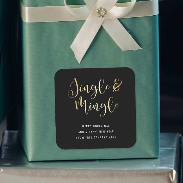 Elegantes Corporate Jingle & Mingle-Party Quadratischer Aufkleber (The Square Sticker Mock-up)