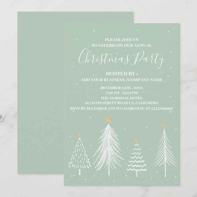 Elegantes Corporate Office Weihnachts-Party Einladung (Vorne/Hinten)