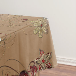 Elegantes Cotton Tablecloth Rot/Silber/Gold Tischdecke