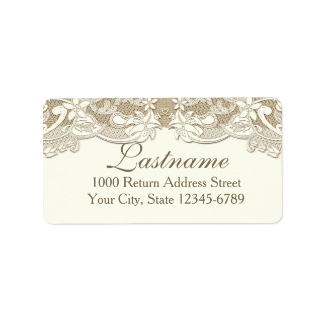 Elegantes Country Floral und Burlap Adressaufkleber (Vorne)