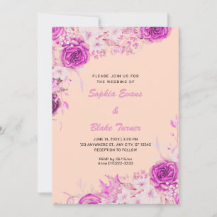Elegantes Country Pink Roses Orange Cream Wedding Einladung