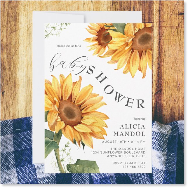 Elegantes Country Sunflower Baby Dusche Einladung (Von Creator hochgeladen)