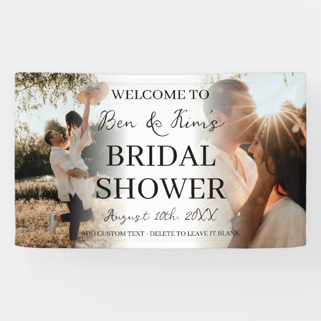 Elegantes Couple Brautparty 2 Foto Banner (Horizontal)
