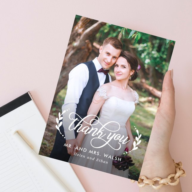 Elegantes Couple Wedding Foto Dankeschön Card Dankeskarte (Von Creator hochgeladen)