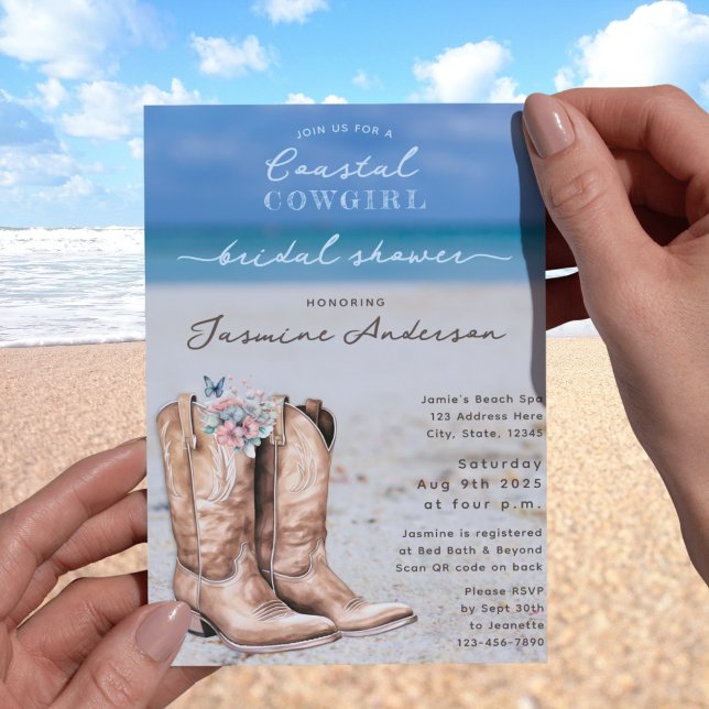 Elegantes Cowgirl Beach Brautparty Einladung (Von Creator hochgeladen)