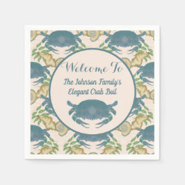 Elegantes Crab Feast Watercolor Blue Crabs, Seashe Serviette