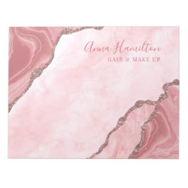 Elegantes Cream Blush Pink Agate Geode Business Notizblock
