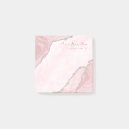 Elegantes Cream Blush Pink Agate Geode Business Post-it Klebezettel