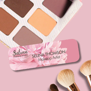 Elegantes Cream Blush Pink Floral Makeup Studio Namensschild