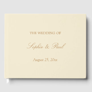 Elegantes Cream Golden Beige Wedding Gästebuch