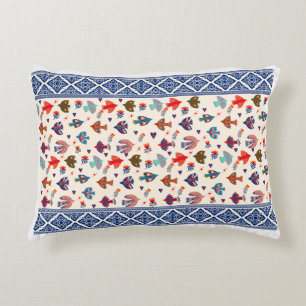 Elegantes Cream & Navy Red Pattern Akzent Pillow Dekokissen