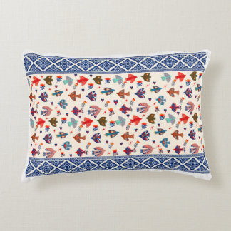 Elegantes Cream & Navy Red Pattern Akzent Pillow Dekokissen