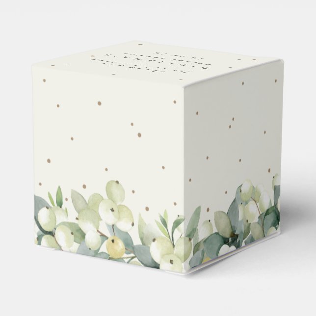 Elegantes Cream Snowberry+Eukalyptus-Brautparty Geschenkschachtel (Rückseite)