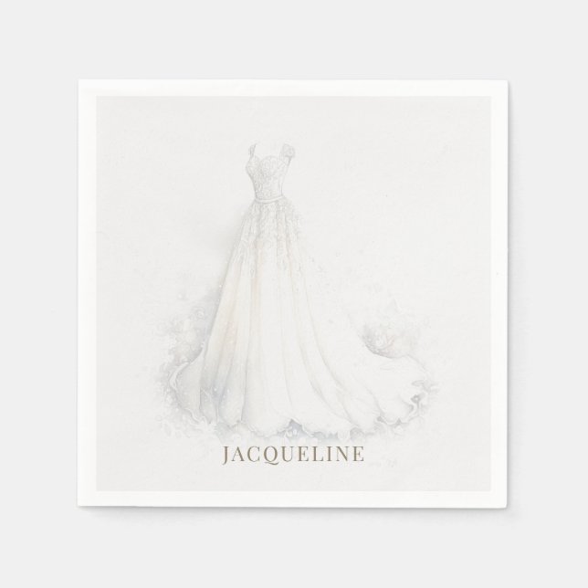 Elegantes Cream Wedding Dress Brautparty Serviette (Vorderseite)