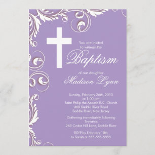 Elegantes Cross Baby Girl Taufen Christening Einladung