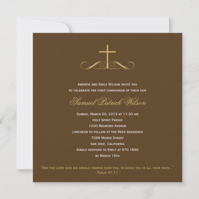 Elegantes Cross Baptism/Christening/Erste Kommune Einladung (Vorderseite)