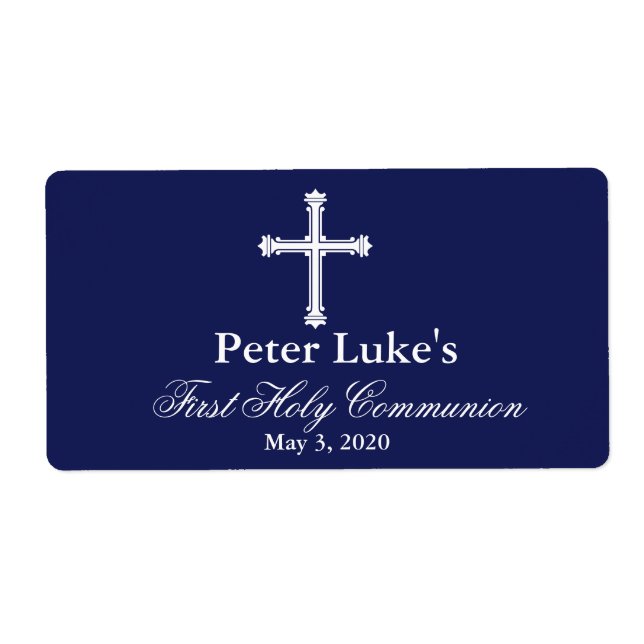 Elegantes Cross First Communion Gunst Labels (Vorne)