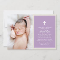 Elegantes Cross Lila Foto Taufe Christening