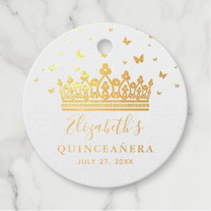 Elegantes Crown Butterfly Quinceanera Gold Geschenkanhänger