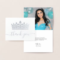 Elegantes Crown Foto Quinceanera Danke Silver