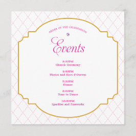 Elegantes Crystal Pink Gold Pattern Party Programm