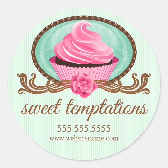 Elegantes Cupcake Bakery Box Siegel Runder Aufkleber (Vorderseite)