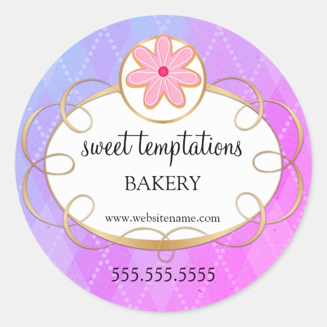 Elegantes Cupcake Bakery Packaging Classic Round S Runder Aufkleber (Vorderseite)