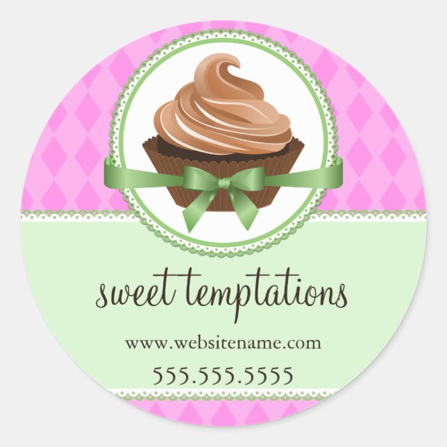 Elegantes Cupcake Mint Bäckerei Box Packung Siegel Runder Aufkleber (Vorderseite)
