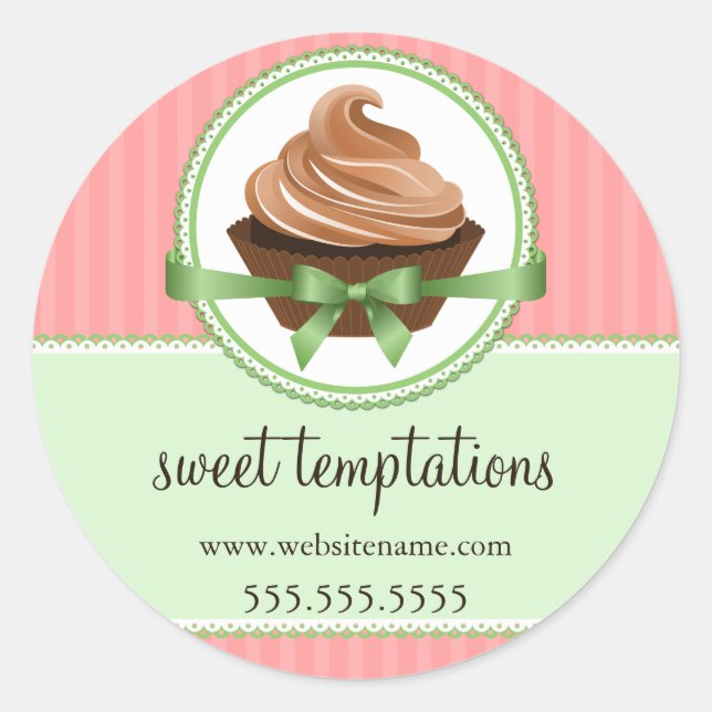 Elegantes Cupcake Mint Bäckerei Box Packung Siegel Runder Aufkleber (Vorderseite)