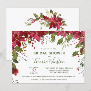 Elegantes Custom Floral Christmas Brautparty Einladung