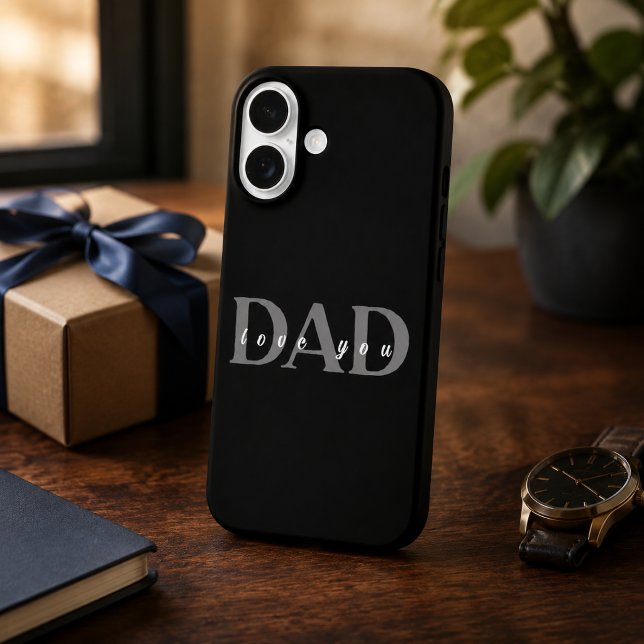 Elegantes DAD Love You schwarzes iPhone 16 Case (Von Creator hochgeladen)