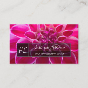 Elegantes Dahlienblüten, graues Rechteck, Monogram Visitenkarte
