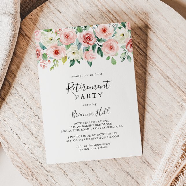 Elegantes Dainty Autumn Floral Retirement Party Einladung (Von Creator hochgeladen)