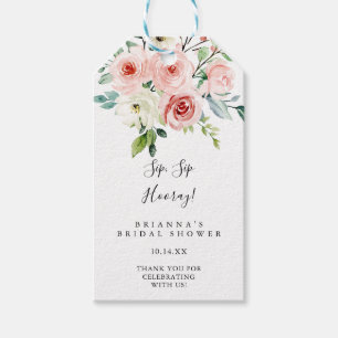 Elegantes Dainty Floral Sip Hooray Brautparty Geschenkanhänger