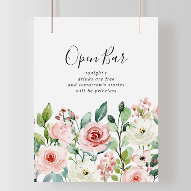 Elegantes Dainty Herbst Blumenzelt Open Bar Sign Poster (Von Creator hochgeladen)