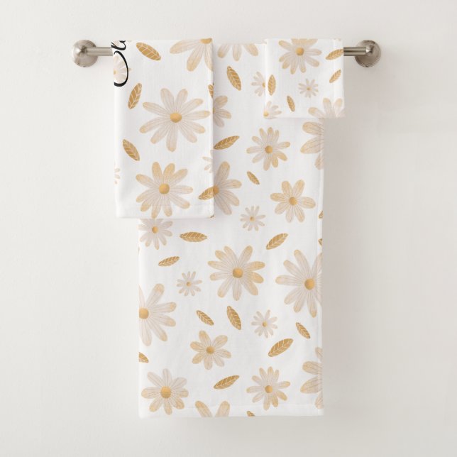 Elegantes Daisy Hues Personalisiertes Badetuch Set (Insitu)